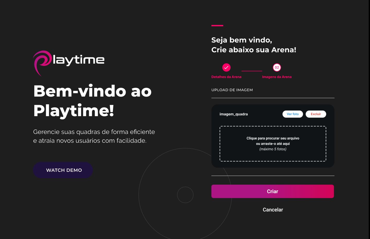 LayTime - Seção Cadastro