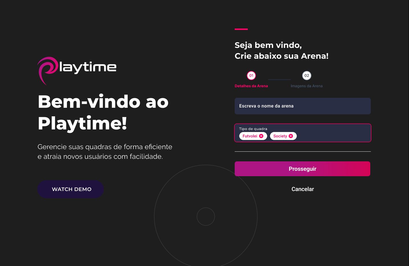 LayTime - Seção Cadastro
