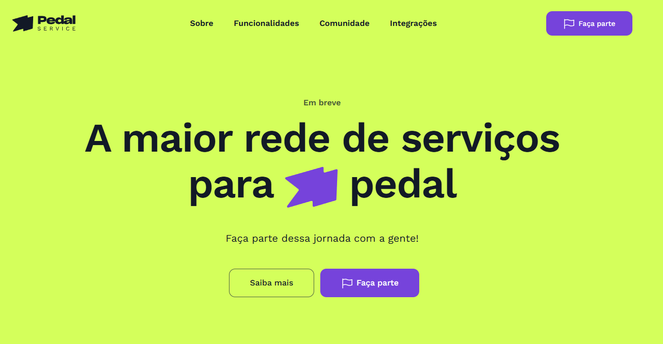 PedalService Landing Page - Visualização principal